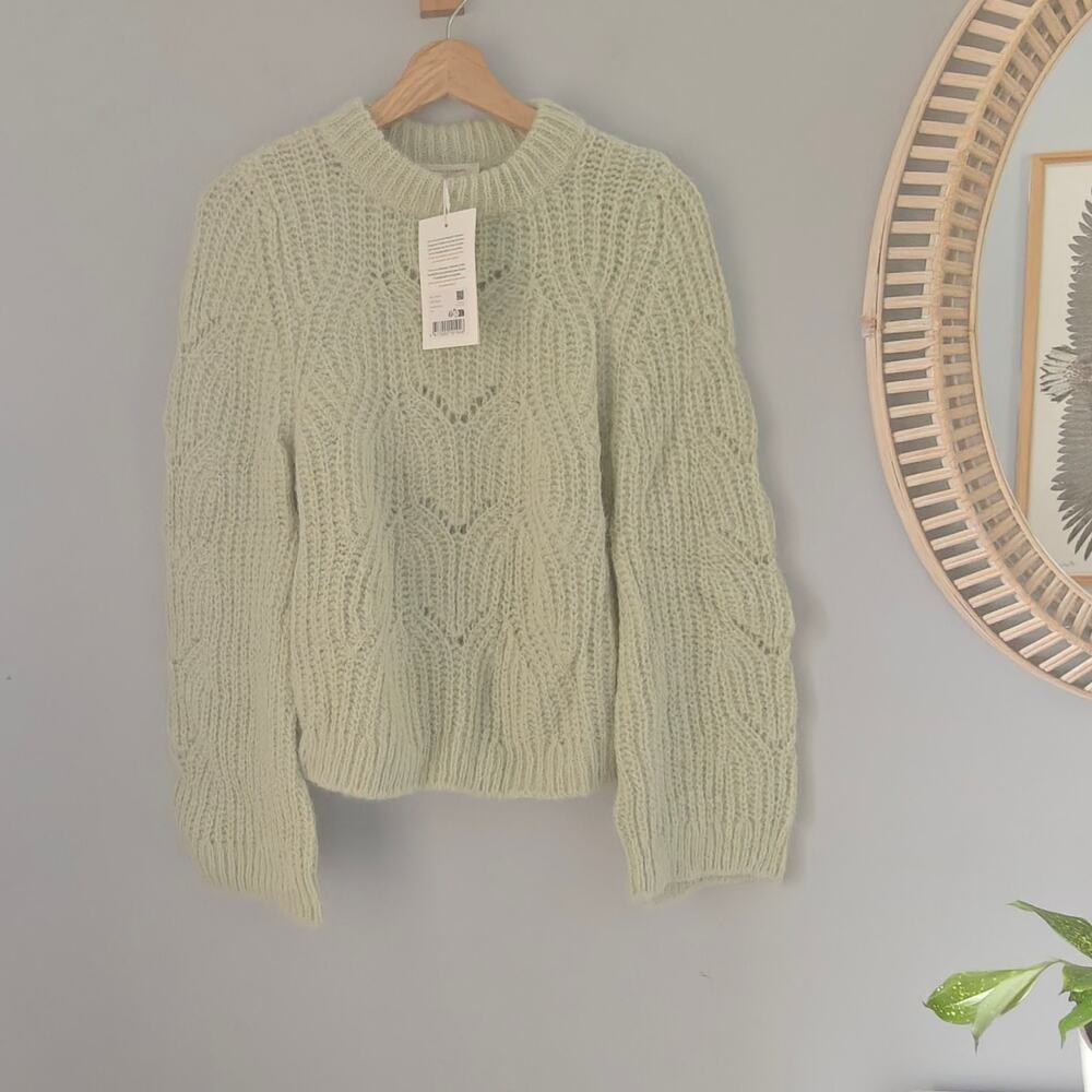 SEZANE Youri Jumper Pastel Green Alpaca Wool Crew Neck Sweater M NWT